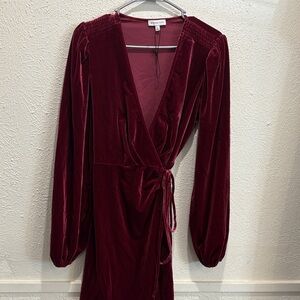 Giani Bernini Deep Red Velvet Long Sleeve Dress